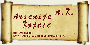 Arsenije Kojčić vizit kartica